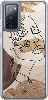 Casimoda Samsung Galaxy S20 FE hybride hoesje - Abstract gezicht bruin Bruin/beige