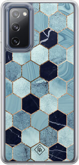Casimoda Samsung Galaxy S20 FE hybride hoesje - Blue cubes Blauw