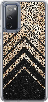 Casimoda Samsung Galaxy S20 FE hybride hoesje - Chevron luipaard Bruin/beige