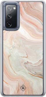 Casimoda Samsung Galaxy S20 FE hybride hoesje - Marmer waves Bruin/beige