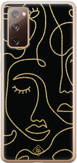 Casimoda Samsung Galaxy S20 FE siliconen hoesje - Abstract faces Zwart