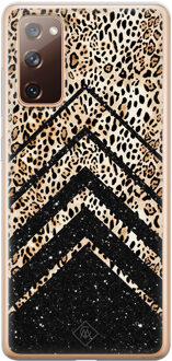 Casimoda Samsung Galaxy S20 FE siliconen hoesje - Chevron luipaard Zwart, Bruin/beige