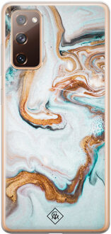 Casimoda Samsung Galaxy S20 FE siliconen hoesje - Marmer blauw goud Blauw, Goudkleurig
