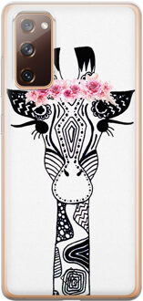 Casimoda Samsung Galaxy S20 FE siliconen telefoonhoesje - Giraffe Zwart, Wit