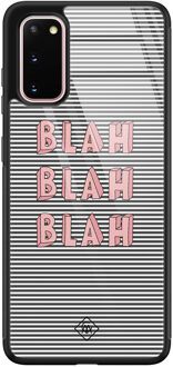 Casimoda Samsung Galaxy S20 glazen hardcase - Blah blah blah Blauw