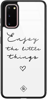 Casimoda Samsung Galaxy S20 glazen hardcase - Enjoy life Zwart, Wit