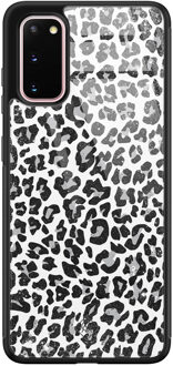 Casimoda Samsung Galaxy S20 glazen hardcase - Luipaard grijs Grijs/zilverkleurig
