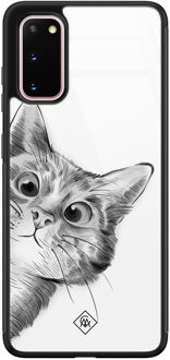 Casimoda Samsung Galaxy S20 glazen hardcase - Peekaboo Zwart, Wit