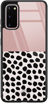 Casimoda Samsung Galaxy S20 glazen hardcase - Pink dots Roze