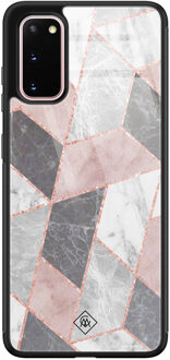 Casimoda Samsung Galaxy S20 glazen hardcase - Stone grid Roze
