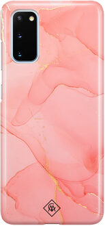 Casimoda Samsung Galaxy S20 rondom bedrukt hoesje - Marmer roze Zwart, Wit