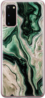 Casimoda Samsung Galaxy S20 siliconen hoesje - Green waves Roze