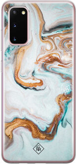 Casimoda Samsung Galaxy S20 siliconen hoesje - Marmer blauw goud Mint