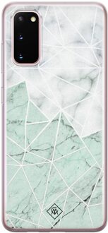 Casimoda Samsung Galaxy S20 siliconen telefoonhoesje - Marmer mint mix Roze