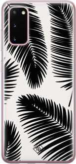 Casimoda Samsung Galaxy S20 siliconen telefoonhoesje - Palm leaves silhouette Zwart, Wit