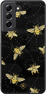 Casimoda Samsung Galaxy S21 FE hoesje - Bee yourself Zwart, Goudkleurig