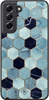 Casimoda Samsung Galaxy S21 FE hoesje - Blue cubes Blauw