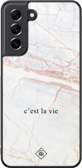 Casimoda Samsung Galaxy S21 FE hoesje - C'est la vie Bruin/beige