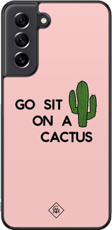 Casimoda Samsung Galaxy S21 FE hoesje - Go sit on a cactus Roze