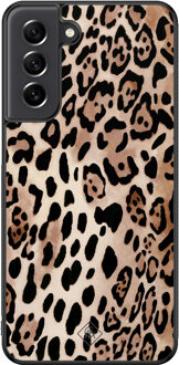 Casimoda Samsung Galaxy S21 FE hoesje - Golden wildcat Bruin/beige