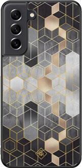 Casimoda Samsung Galaxy S21 FE hoesje - Grey cubes Grijs/zilverkleurig
