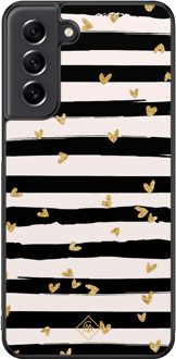 Casimoda Samsung Galaxy S21 FE hoesje - Hart streepjes Zwart, Wit