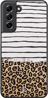 Casimoda Samsung Galaxy S21 FE hoesje - Leopard lines Bruin/beige