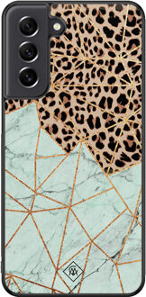 Casimoda Samsung Galaxy S21 FE hoesje - Luipaard marmer mint Multi