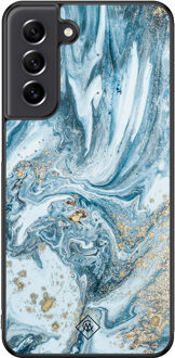 Casimoda Samsung Galaxy S21 FE hoesje - Marble sea Blauw