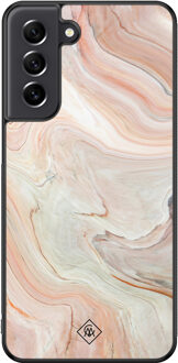 Casimoda Samsung Galaxy S21 FE hoesje - Marmer waves Bruin/beige