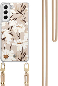 Casimoda Samsung Galaxy S21 FE hoesje met beige koord - In bloom Bruin/beige