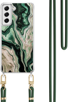 Casimoda Samsung Galaxy S21 FE hoesje met groen koord - Green waves