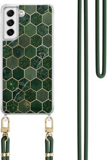 Casimoda Samsung Galaxy S21 FE hoesje met groen koord - Kubus groen