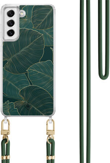 Casimoda Samsung Galaxy S21 FE hoesje met groen koord - Monstera leaves