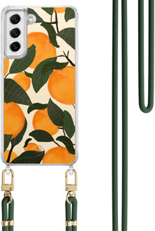 Casimoda Samsung Galaxy S21 FE hoesje met groen koord - Orange garden Multi