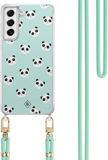 Casimoda Samsung Galaxy S21 FE hoesje met mint koord - Panda print