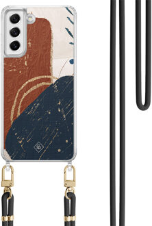 Casimoda Samsung Galaxy S21 FE hoesje met zwart koord - Abstract terracotta Multi