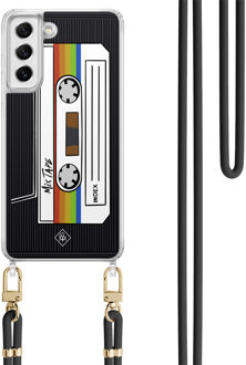 Casimoda Samsung Galaxy S21 FE hoesje met zwart koord - Cassette mixtape