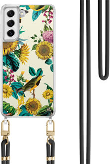 Casimoda Samsung Galaxy S21 FE hoesje met zwart koord - Sunflowers Geel, Multi