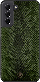 Casimoda Samsung Galaxy S21 FE hoesje - Snake mix Groen