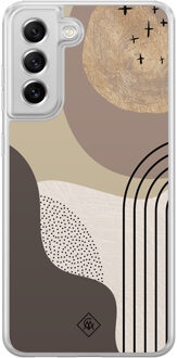 Casimoda Samsung Galaxy S21 FE hybride hoesje - Abstract almond Bruin/beige