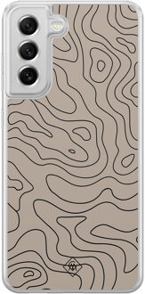 Casimoda Samsung Galaxy S21 FE hybride hoesje - Abstract lines Bruin/beige
