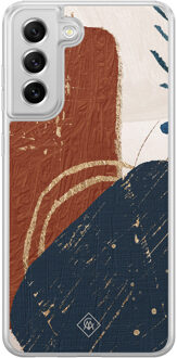 Casimoda Samsung Galaxy S21 FE hybride hoesje - Abstract terracotta Rood