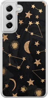 Casimoda Samsung Galaxy S21 FE hybride hoesje - Counting the stars Zwart, Goudkleurig