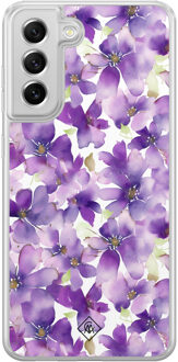 Casimoda Samsung Galaxy S21 FE hybride hoesje - Floral violet Paars