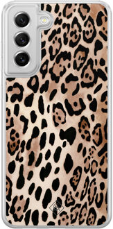 Casimoda Samsung Galaxy S21 FE hybride hoesje - Golden wildcat Bruin/beige