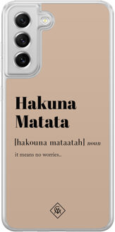 Casimoda Samsung Galaxy S21 FE hybride hoesje - Hakuna matata Bruin/beige