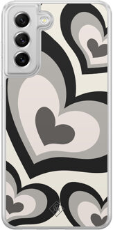 Casimoda Samsung Galaxy S21 FE hybride hoesje - Hart swirl zwart