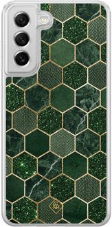 Casimoda Samsung Galaxy S21 FE hybride hoesje - Kubus groen