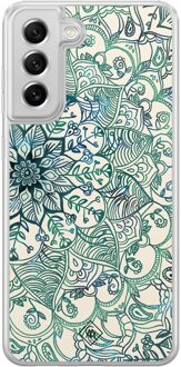 Casimoda Samsung Galaxy S21 FE hybride hoesje - Mandala blauw